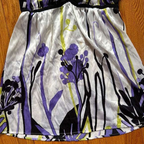 Vintage y2k 2000s satin Bebe halter top with tie neck and floral pattern - Picture 7 of 8